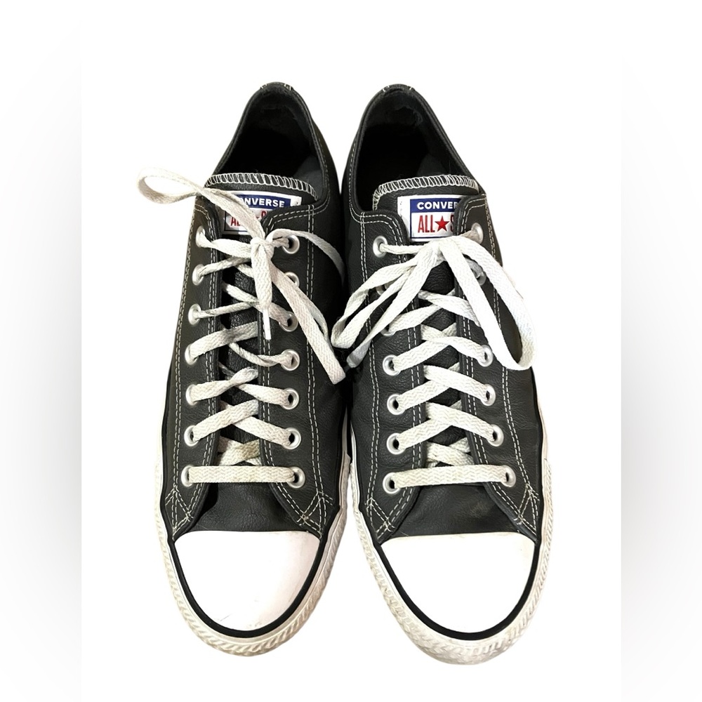 Converse All Star Gray Leather Low Tops Mens Size 12 Womens 14 Sneakers Shoes